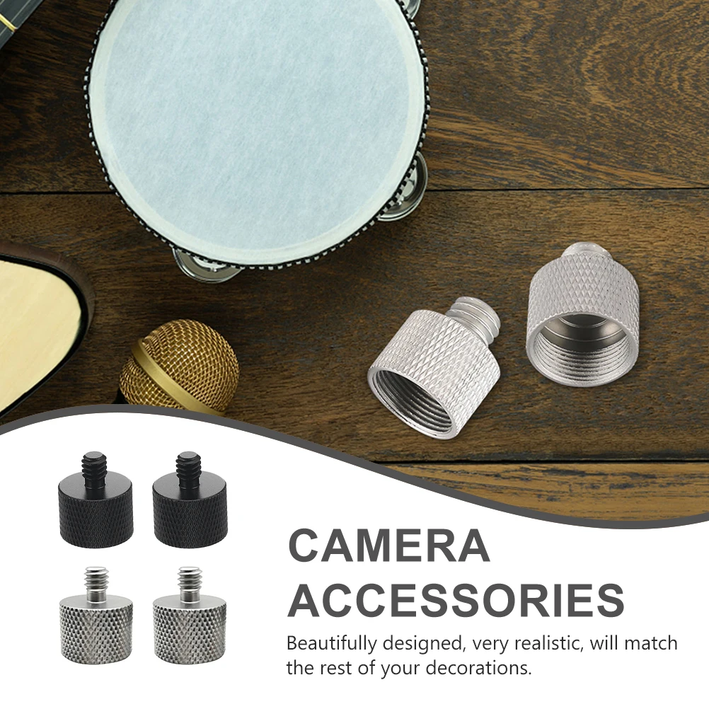 

4pcs Mic Stand 1/4 Inch To 5/8 Inch Tripod Accessories Screw Thread Adapter For Microphone Stand Camera Lcd Monitor Holder