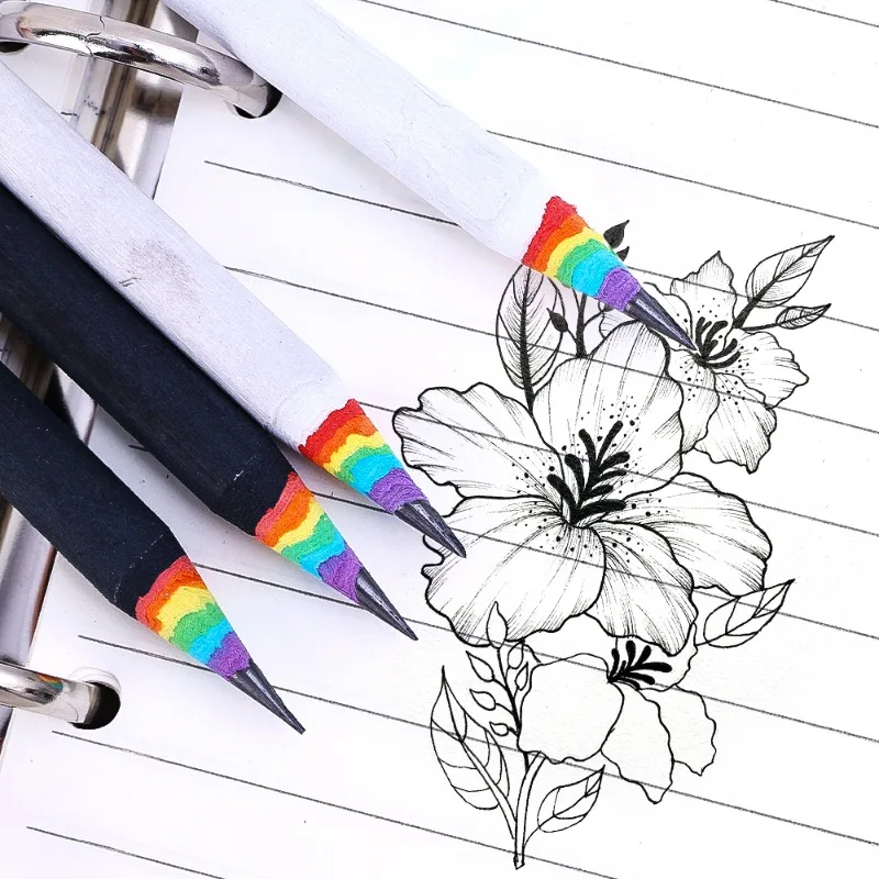 子供、学生の書き込み、描画用品、各種色、オフィス、学校用品用のレインボーカラーリード鉛筆、6個、1個