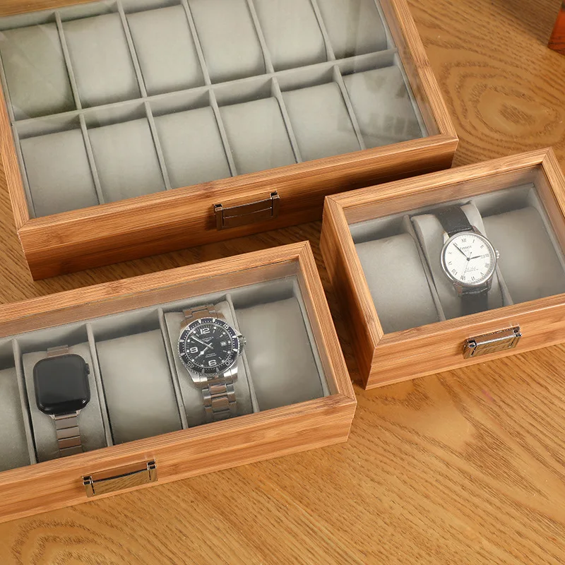 Watch Stroage Boxes New Bamboo Wooden 3/6/10/12 Girds  Watch Case Storage Box Watch Holder Box Organizer Watch Display Box