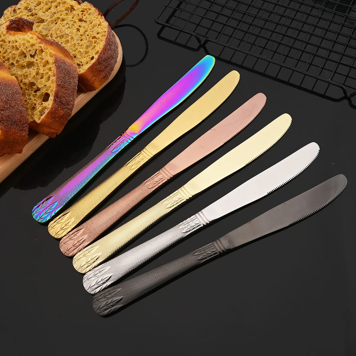 

8Pcs Luxury 304 Stainless Steel Steak Knives Cutlery Western Style Table Dinnerware Set Serrated Blade Tableware Dinner Knife