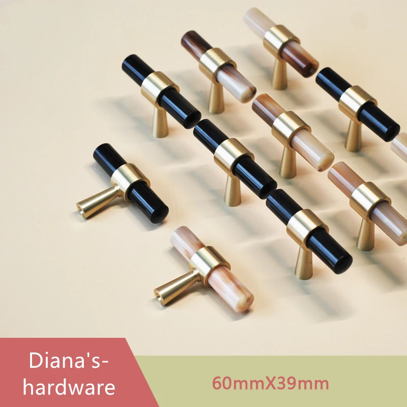 Luxury Horn + Brass Furniture Handles Elegant Door Knobs and Handles for Cabinet Kitchen Cupboard Drawer Pulls Cabinet Knobs