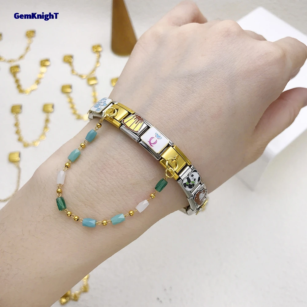 Italienische Charms Link Bunte Perlen Hängende Kette Fit 9mm Armband Edelstahl Herstellung DIY Perlen Frauen Männer Schmuck – Detail 3