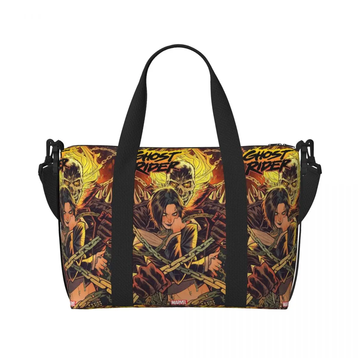 Custom Ghost Rider Punk Tote Bag Women Big Capacity Gym Beach Travel Bags