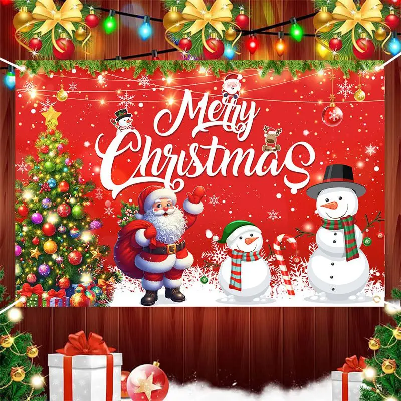 Merry Christmas Backdrop Banner Santa Snowman Background Christmas Decorations for Home2024 Navidad Noel Xmas Gifts NewYear 2025