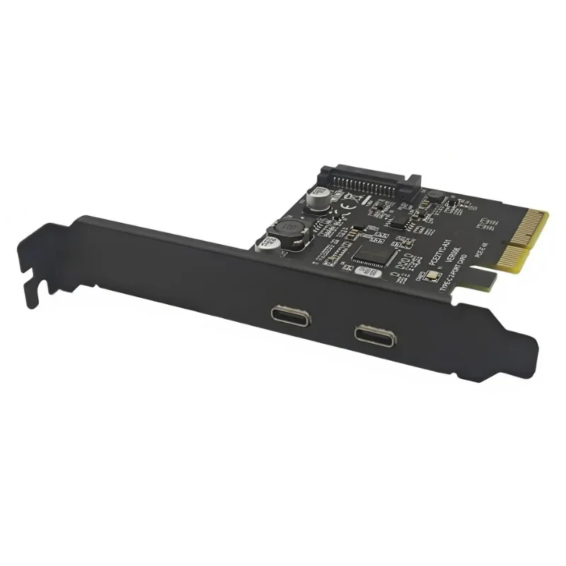 PCI-E PCI Express 4X To USB 3.1 Gen 2 (10 Gbps) 2-Port Type C Expansion Card ASM3142 Chip 15-Pin Connector for Windows/Linux