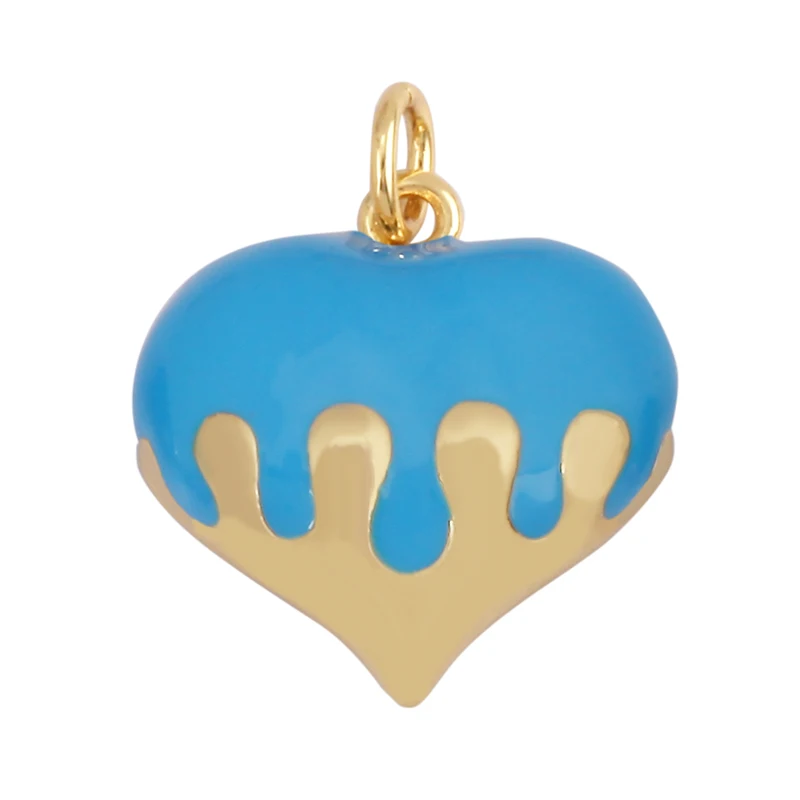 Fashion Colorful Dripping Oil Enamel Flowing Heart Charm Pendant,18K Gold Plated,Necklace Pendant Handmade Jewelry Supplies K39