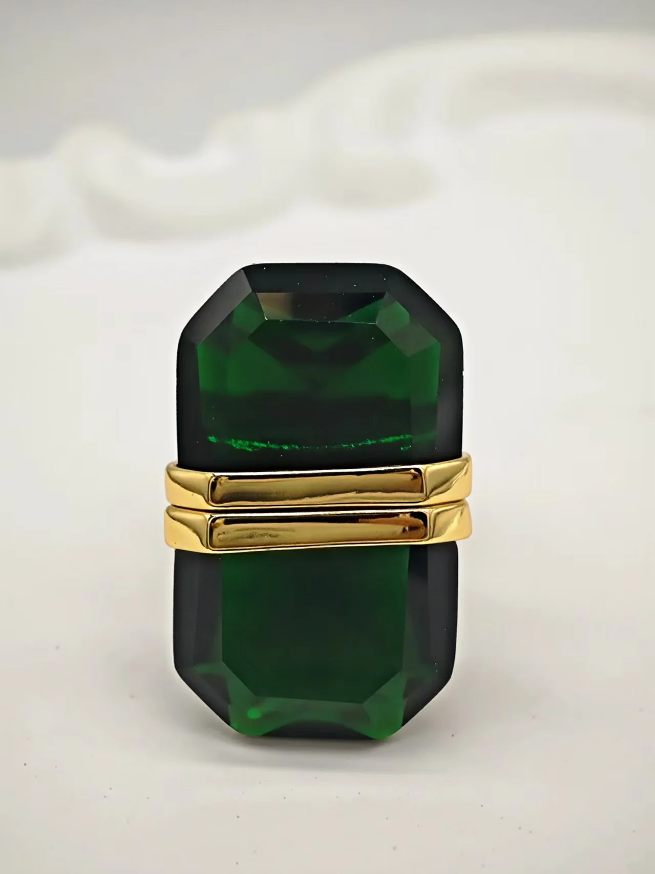 

2025 2-in-1 Gold Bordered Green ring for ladies