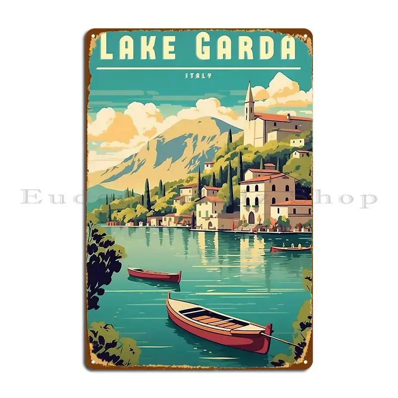 Retro Travel Poster Lake Garda Vintage Wall Art Strasserart Metal Sign Designing Printing Design Garage Cave Tin Sign Poster