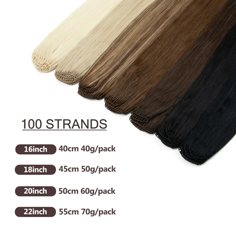 Feather Hair Bundles Extensions Natural Fish Line Human Hair Non-Remy Invisible Micro Rings Hair Extension Weft 100 Strands image 6
