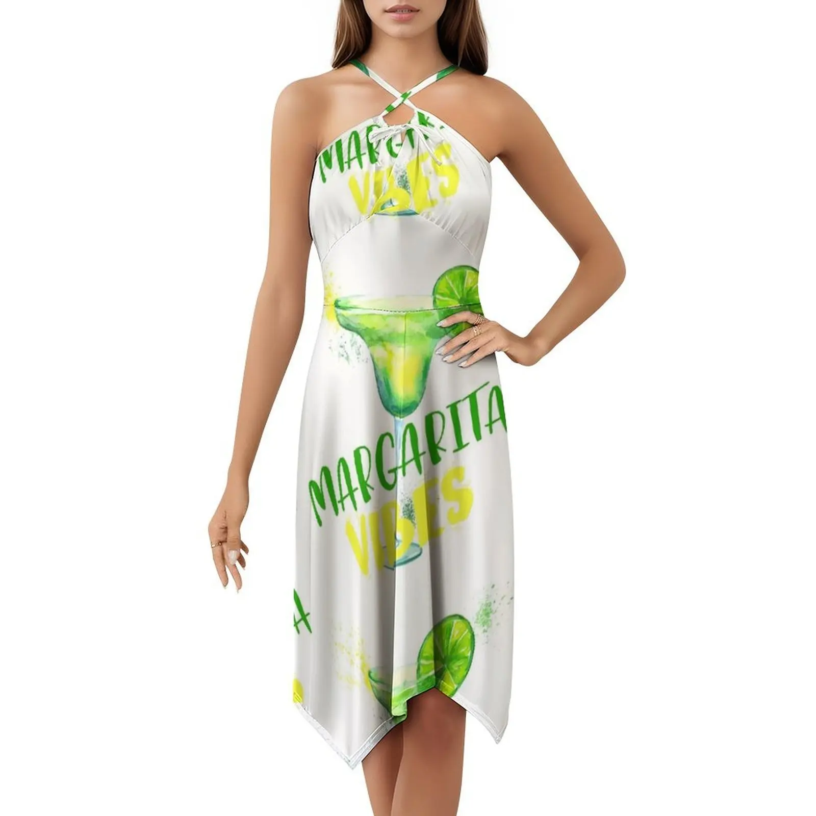 فستان مارغريتا فيبس النسائي الأنيق للحفلات على شكل حرف a مع خيارات قصيرة/طويلة/بدون أكمام مارغريتا تيكيلا مشروب كوكتيل