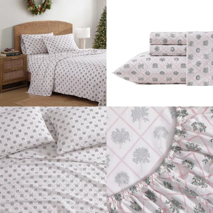 

Size Sheet Set, Crisp Cool Cotton Percale Bedding with a Smooth Lightweight Feel, 4 Pcs Holi Bed Sheets with Matching Pillowcas