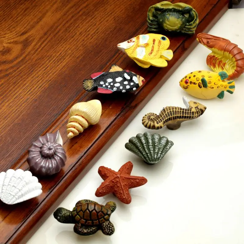 1pcs Marine Series Resin Handles Pulls Drawer Cabinet Handle and Knob for Home Hardware Furniture Door Knobs Sea Starfish