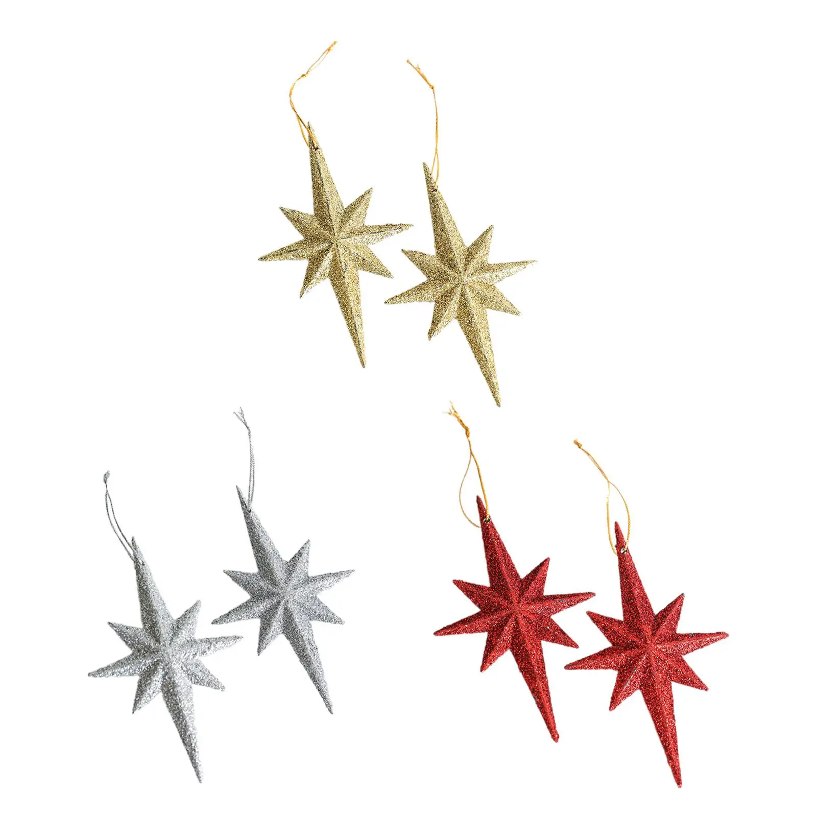 2x Christmas Glitter Star Pendants Hanging Ornaments Xmas Tree Decorations Xmas Decor for Farmhouse