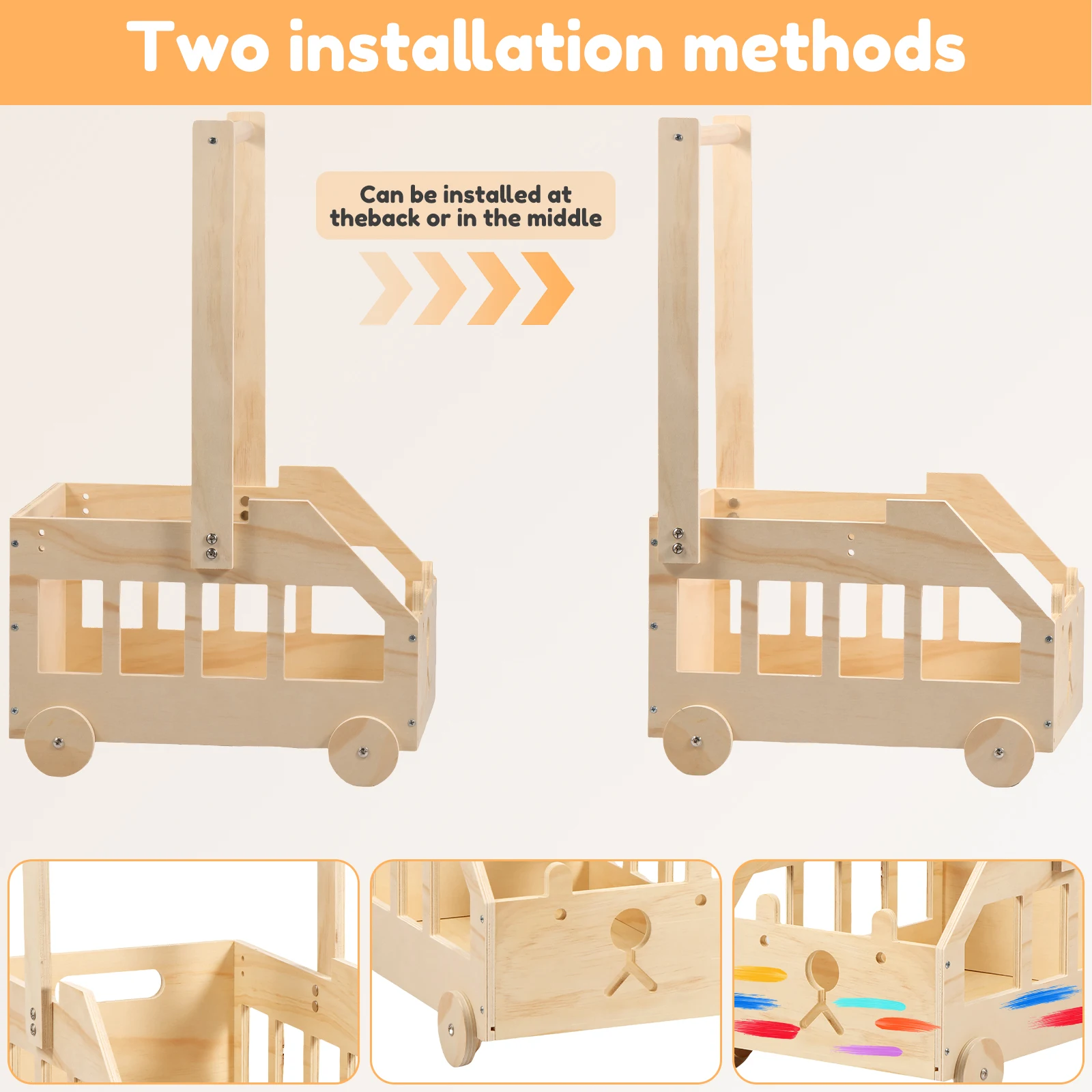 Wood Baby Shower Storage Basket Baby Basket with wheels Baby Shower Crate Closet Pretty Baby Shower Gifts Basket for Boys Girls