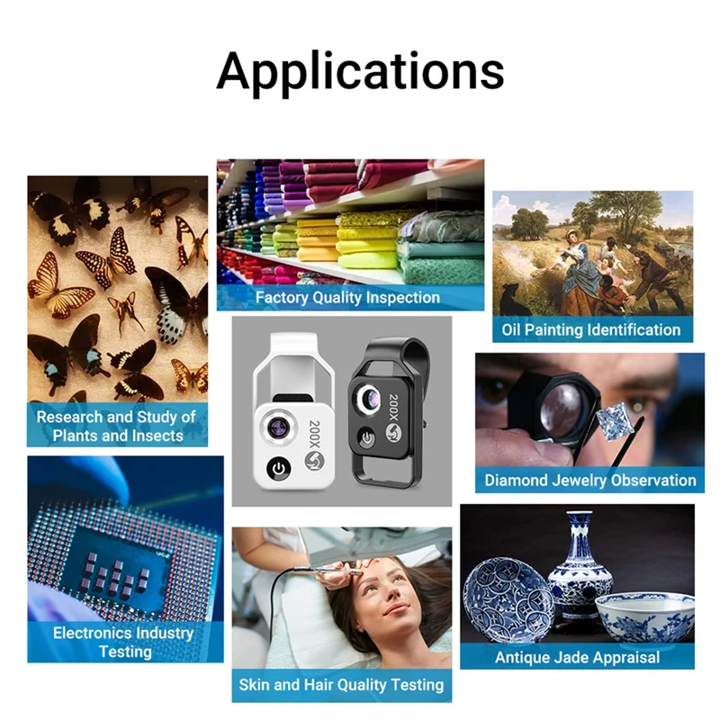 APEXEL 200X Magnification Microscope Lens Mobile LED Light Mini Pocket Macro Lenses For Iphone All Smartphones