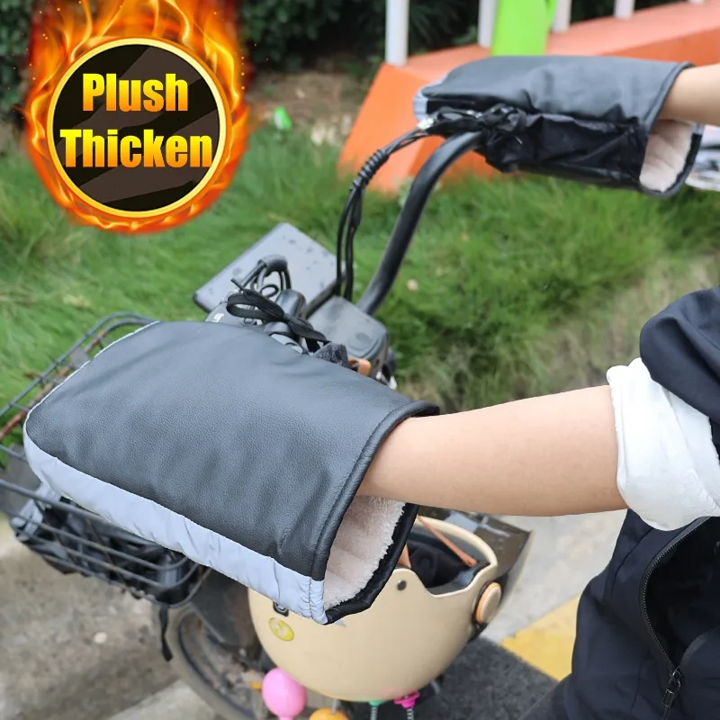 1Pair Motorcycle Winter Handlebar Muffs Warmer Gloves Protective Motorcycle Scooter Thick Warm Grip Handle Bar Muff Rainproof