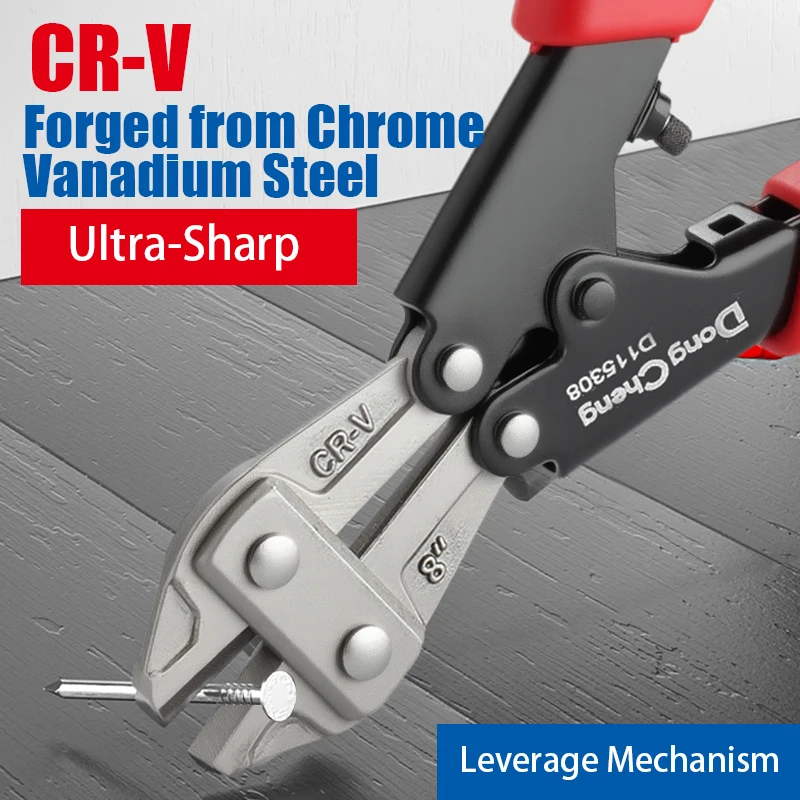 8 in Mini Bolt Cutter, Made Of Chrome-Vanadium Alloy Steel, Fast And Sharp, Labor-Saving Operation, Used To Cut Wire, Bar Steel