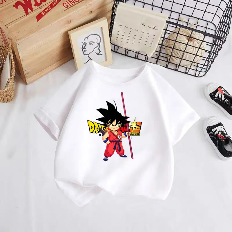 Girl Clothes 2024 Summer 2 to 12 Year Children\'s Clothing Goku Dragonball Boys Couple T-shirt Top Mother Kids