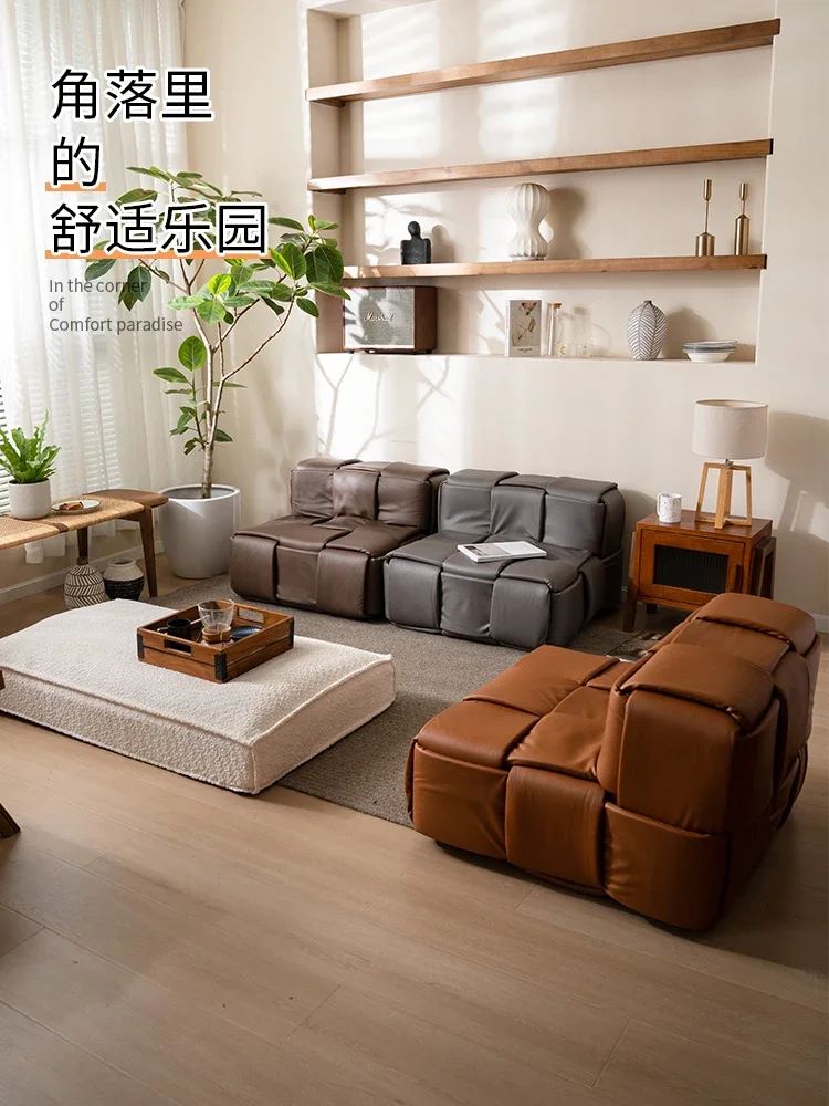 

Tatami mat caterpillar bedroom sofa small woven lazy sofa stool futon can lie and sleep bean bag.