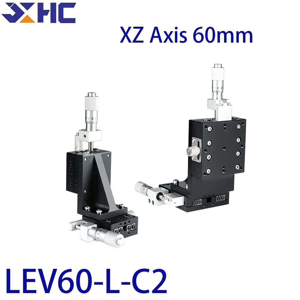 

XZ Axis 60*60mm LEV60-L-C2 Sliding Table Manual Displacement Vertical-lift Fine Tuning Platform Cross Roller Linear Guide