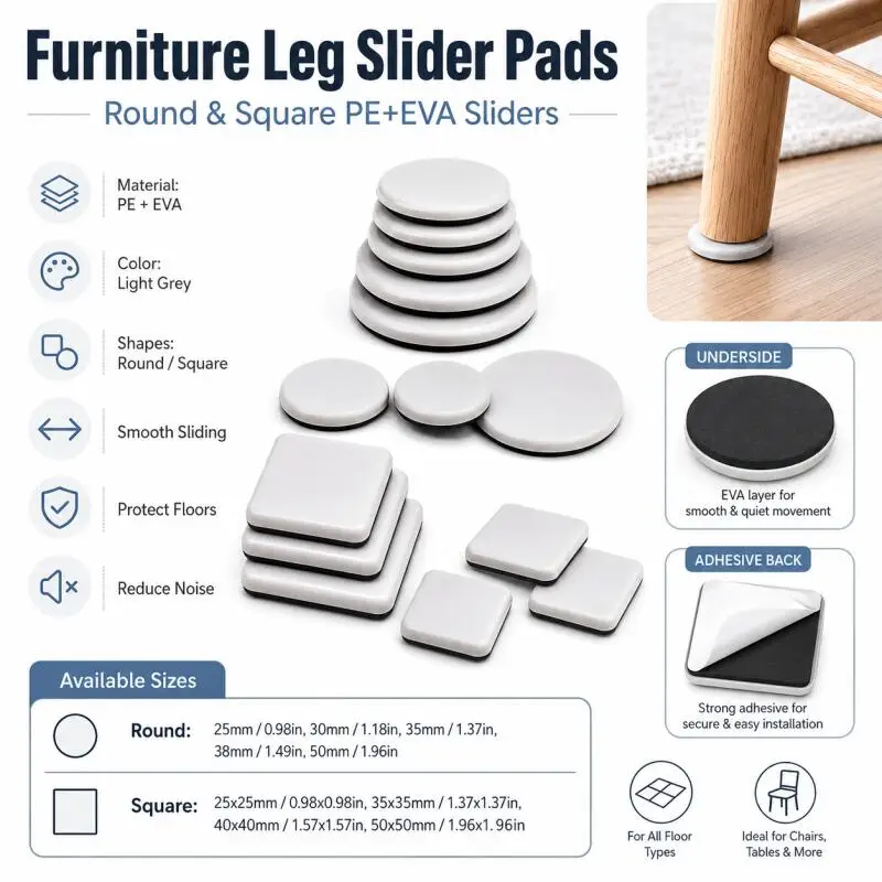 12/8/4pcs Feet Gliders Sliding Pads Home Furniture Sliders Furniture Gliders Square Floor Mover Pads for Household Hardware