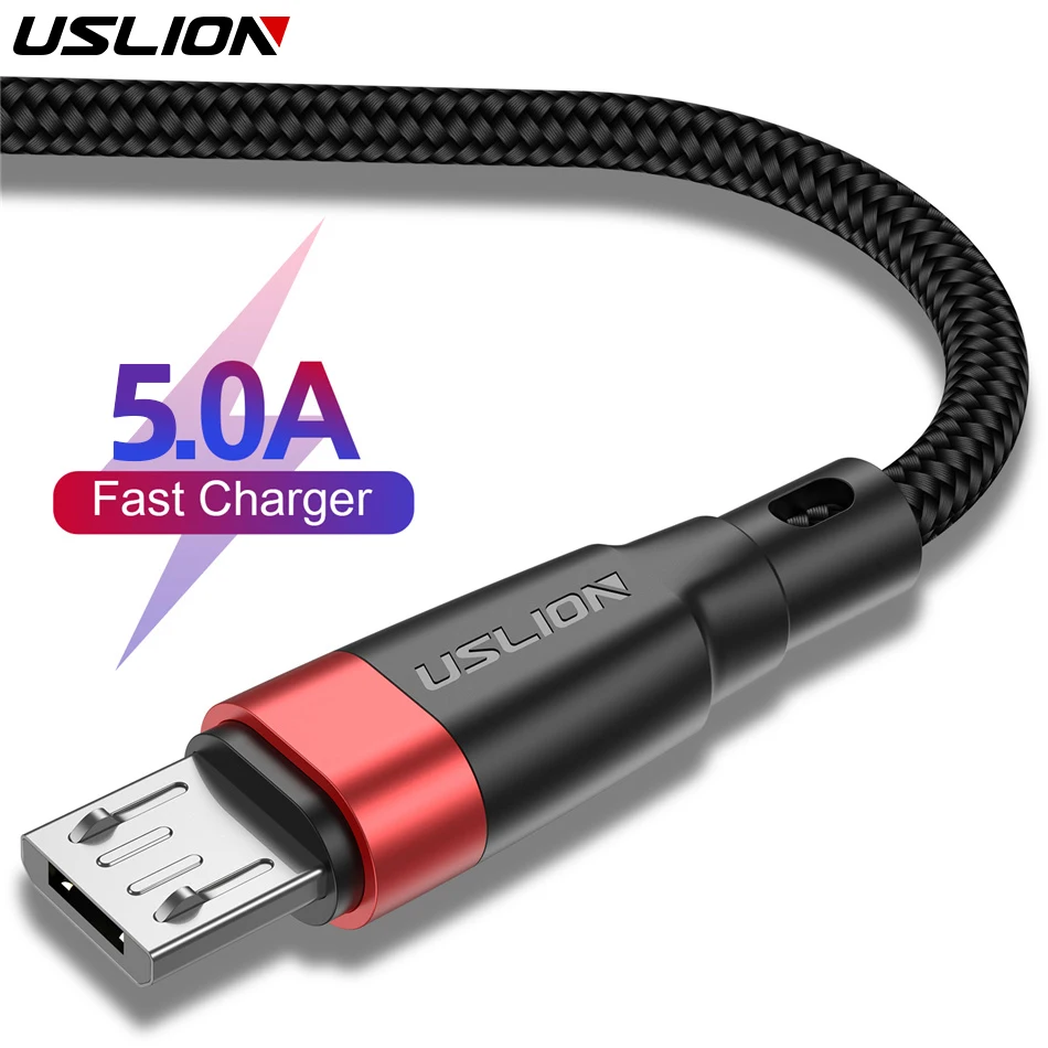 USLION-5A 마이크로 USB 케이블 고속 충전기, 샤오미 11 레드미 4X 노트 5a 고속 충전 2m 마이크로usb 데이터 케이블 삼성 S6 S7 