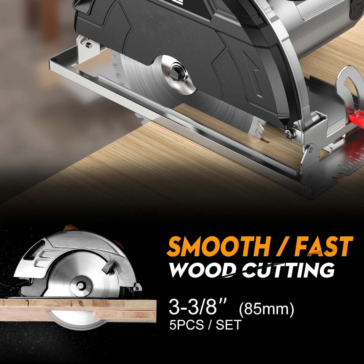 HAMPTON 5 Stück 85mm Durchmesser 24/30/36 Zähne Hartmetall-Kreissägeblatt Mini TCT Trennscheibe Holzsägeblätter – Detail 3