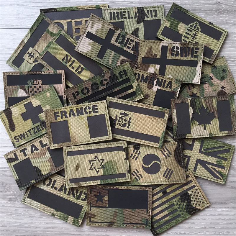 3D Multicam National Flags Patches IR Reflective Patches on Clothes Tactical Badges Hook&Loop Laser Cut Supplies DIY Acessories