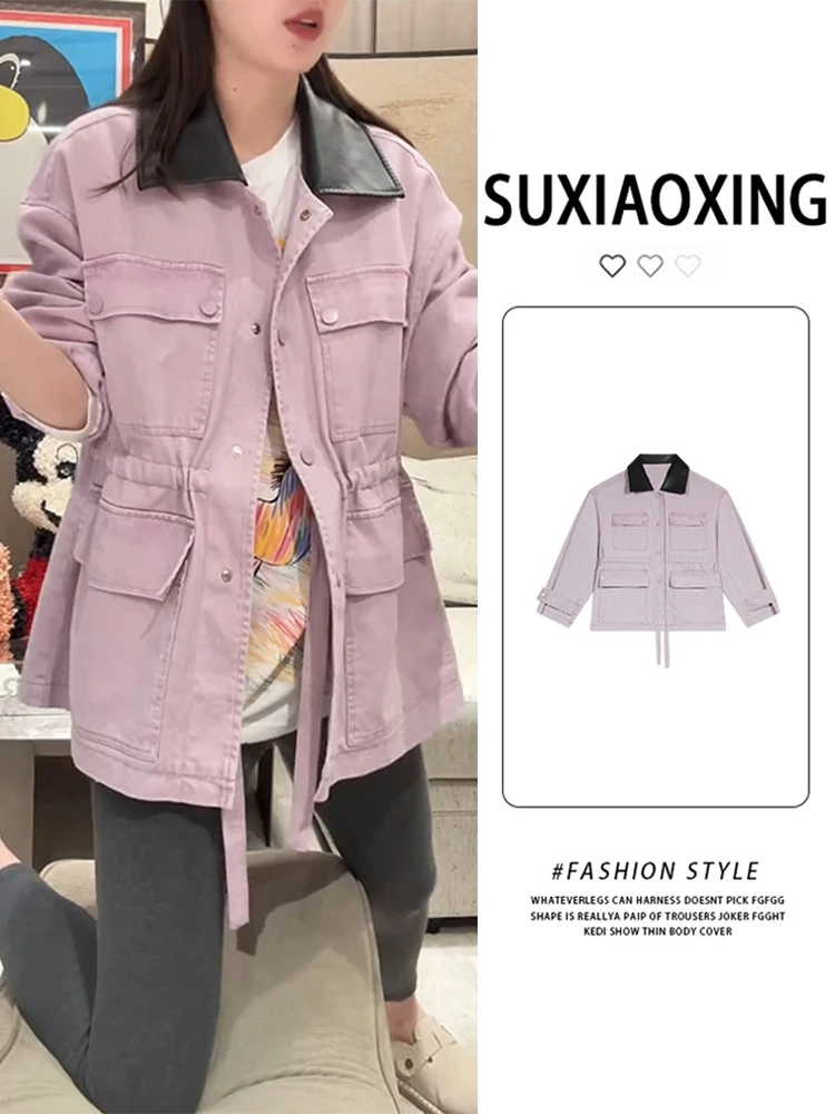 

Ele Loose Long Sve Commuter Jaet for Women Spring Autumn New Sle Slimming Outerwear Casual Versatile Fem Coat