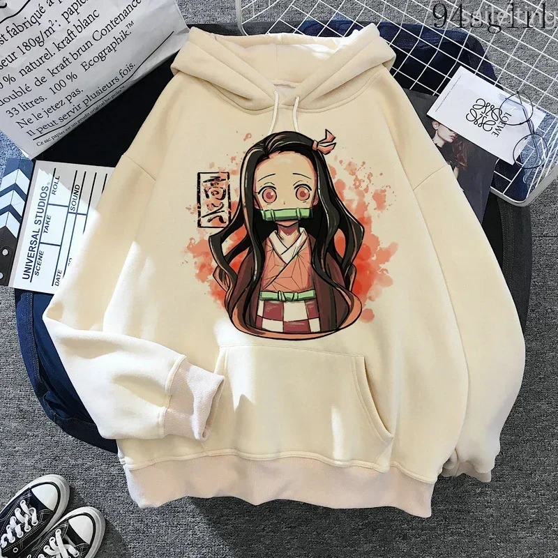 لطيف Nezuko أنيمي طباعة المرأة شيطان القاتل مانغا تانجيرو كيميتسو نو يابا الكنغر جيب هوديي Harajuku الشارع الشهير الملابس