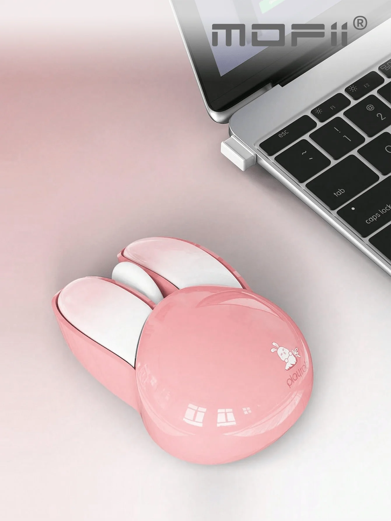 MOFII Wireless Silent Mouse, Cute Rabbit Design, 2.4 GHz USB Mini Receiver  Optical Mouse for Laptop, PC, Computer, Notebook