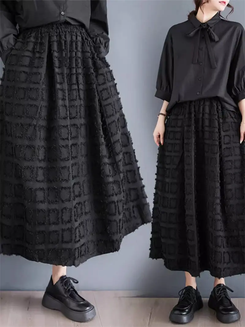 

Artistic Style Retro Loose A-Line Skirt For Women 2024 Spring And Autumn Casaual Large Size Mujer Faldas K123