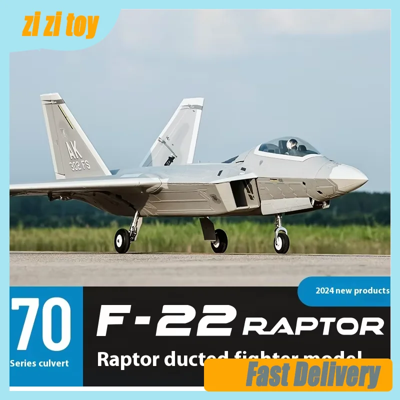 New Freewing 70mm F-22 Raptor Stealth Painted Fighter Rc Plane Remote-Controlled Single Engine Ducted Assembly Fixed Wing Model