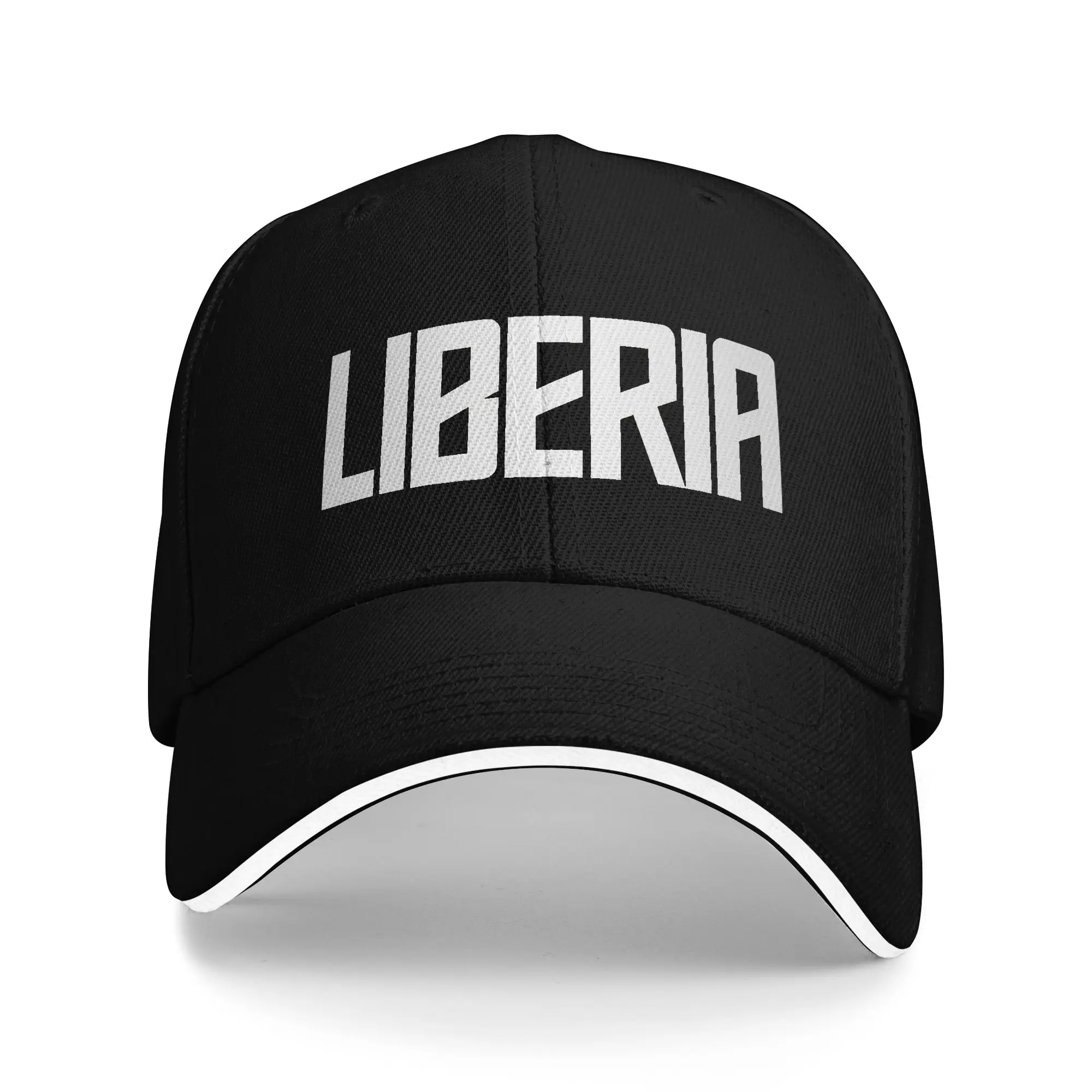 White Outline Liberia Text Baseball Cap  Hunting Camping Hot Sale Trucker Hat y2k Cool Snapback Cap