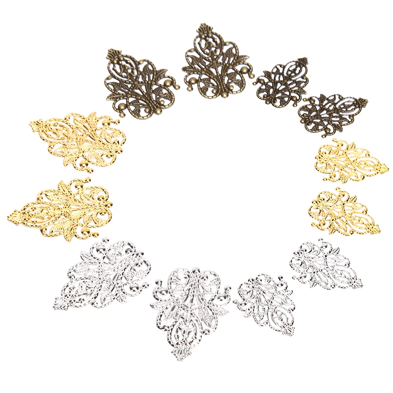 10/20Pcs Mix Filigree Metal Crafts Hollow DIY Embellishments Findings Jewelry DIY Accessories