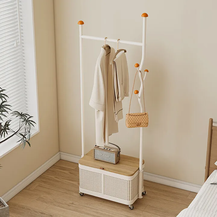 

Retro cream style bedroom floor-to-ceiling living room removable hanger storage bedside coat rack