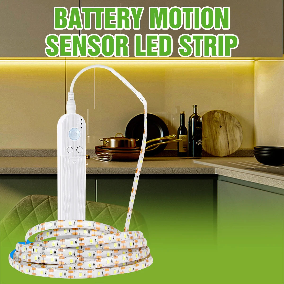 

LED Flexible Tape Lamp PIR Motion Sensor Strip Light Kitchen Cabinet Lights Stair Bedside Decor TV Backlight AAA Battery Powered