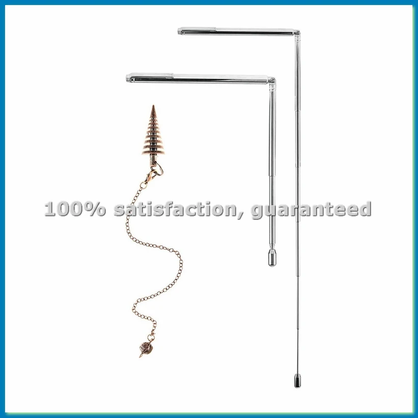 

Набор для гадания из 3 предметов: медные дармотворные палочки и маятник, 2 выдвижные паранормальные палочки для гадания и 1 маятниковый кулон, серебристый-A10G