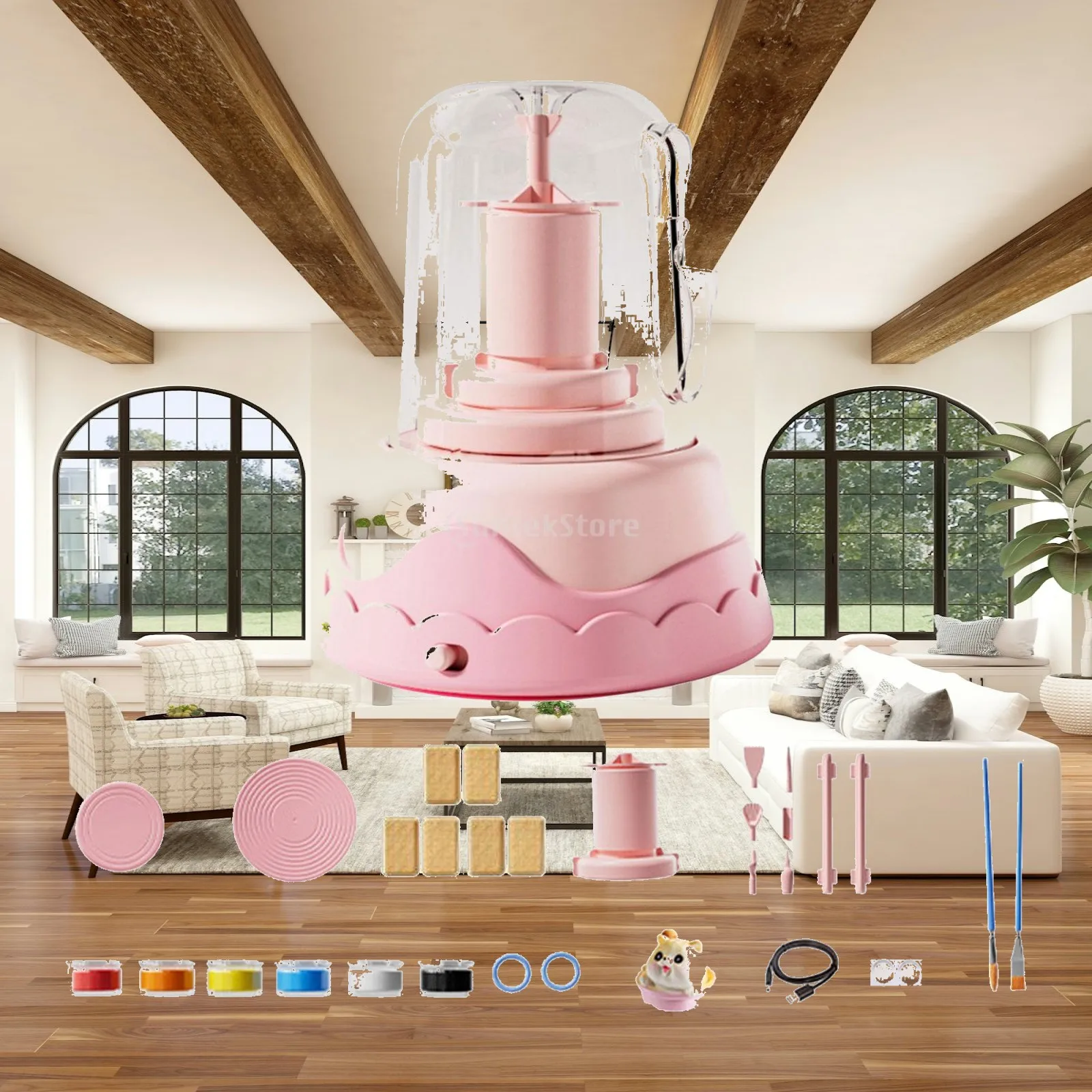 Electric Pottery Wheel Set for Kids Pottery Machine DIY Pigments Creative