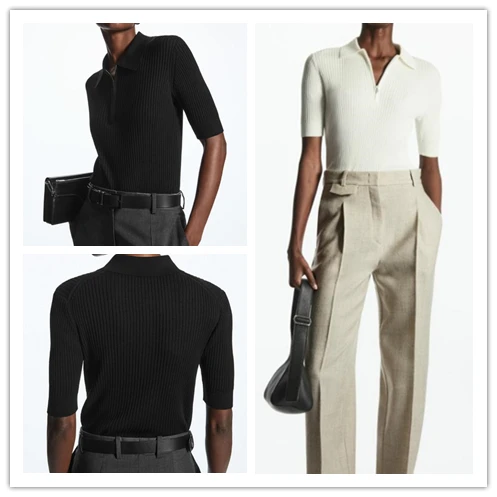 

Весна 2024, женский облегающий трикотаж из смеси шелка и хлопка на молнии, ort Sve, обычная длина, чистый цвет