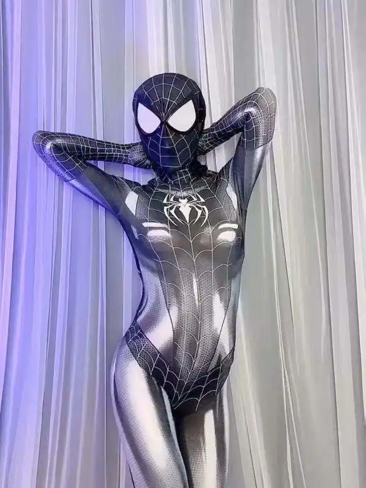 Marvel Cosplay Sexy Black Cat  Costume Spider Women Superhero  Halloween Costume Christmas Tight 3d Printing Jumpuit Bodysuit To