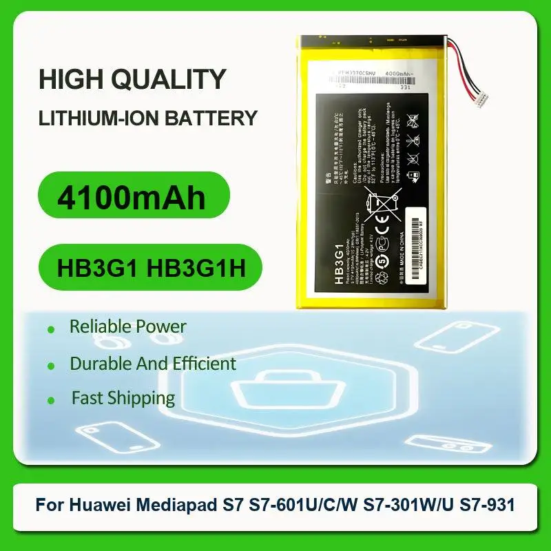 

Сменная батарея для планшета Huawei Mediapad S7 S7-601U/C/W S7-301W/U S7-931 HB3G1 HB3G1H 4100 мАч