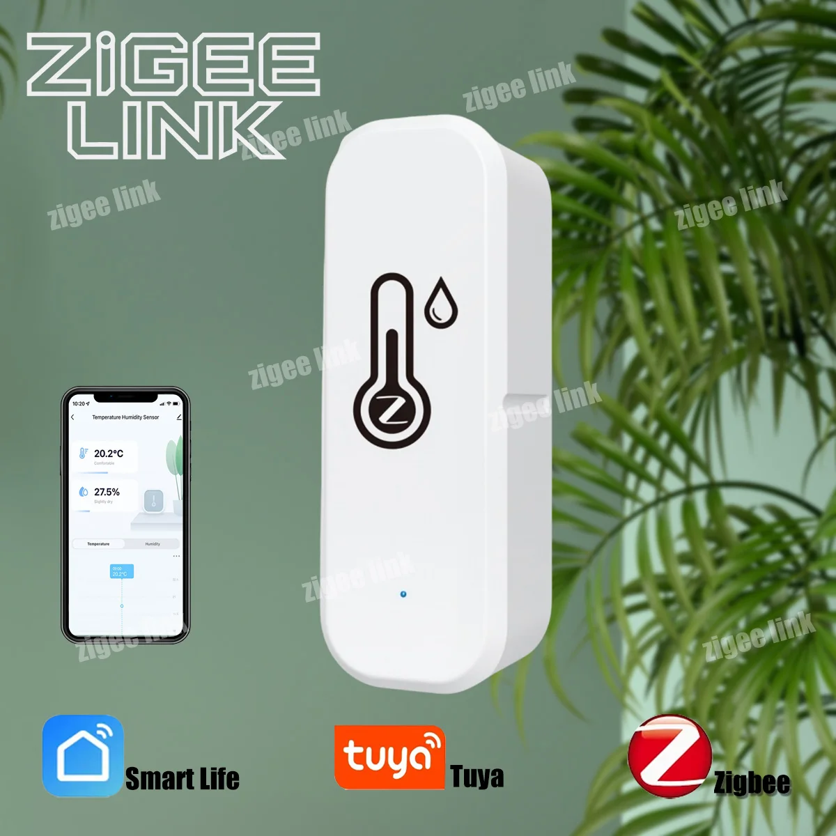 زيجبي مستشعر درجة الحرارة والرطوبة المنزل الذكي مقياس الرطوبة الداخلي تطبيق مراقبة عن بعد مع الحياة الذكية #1