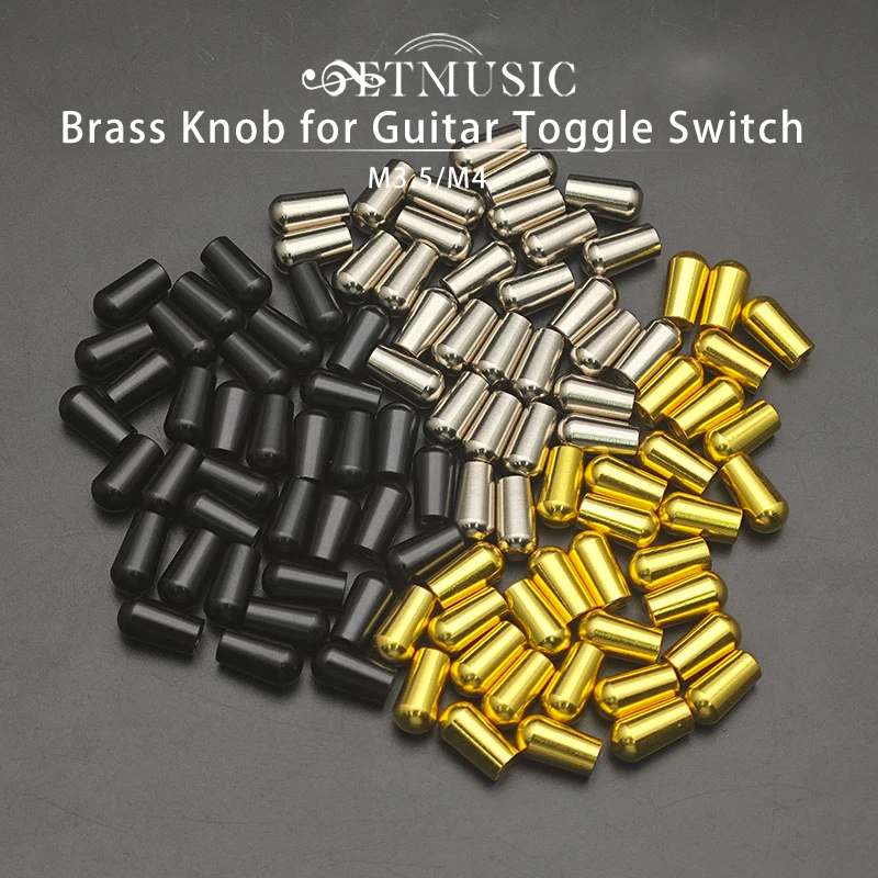 20Pcs Brass Knob Toggle Switch Tip Button Cap for Pickup Selector Internal Thread M3.5 or M4, Black/Gold/Chrome