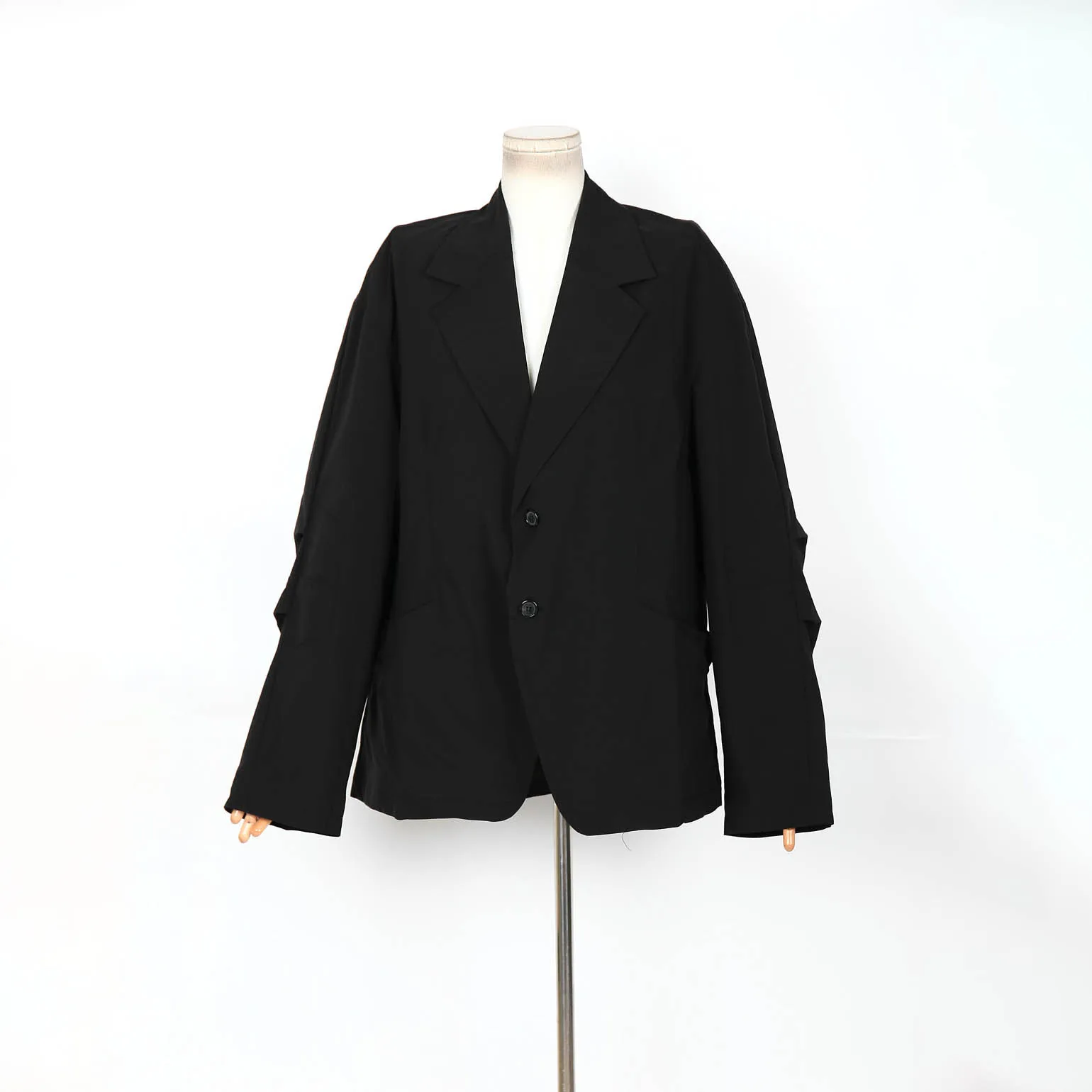 

Женский весенний пиджак 2025, новая мода, свободная офисная женская верхняя одежда с лацканами и длинными рукавами, черное пальто с уникальным дизайном рукавов