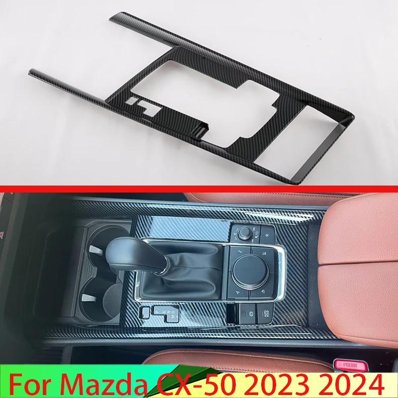 For Mazda CX-50 2023 2024 2025 Car Accessories Carbon Fiber Style Gear Shift Panel Center Console Cover Trim Frame Styling