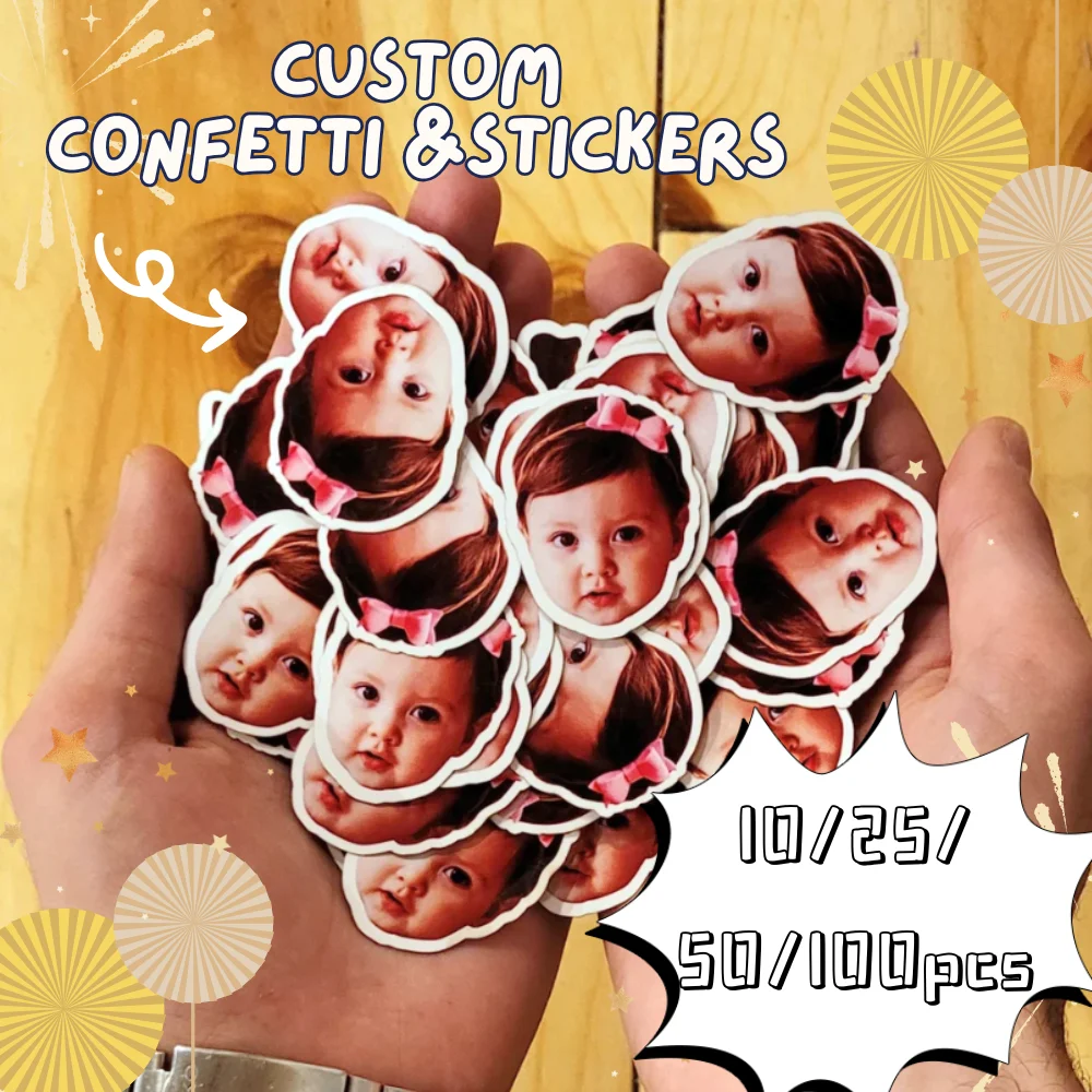 Confeti Personalizado con Caras Divertidas, Figuras DIY para Despedida de Soltera, Foto Personalizada, Decoración Familiar para el Hogar, 10/25/50/100 Unidades