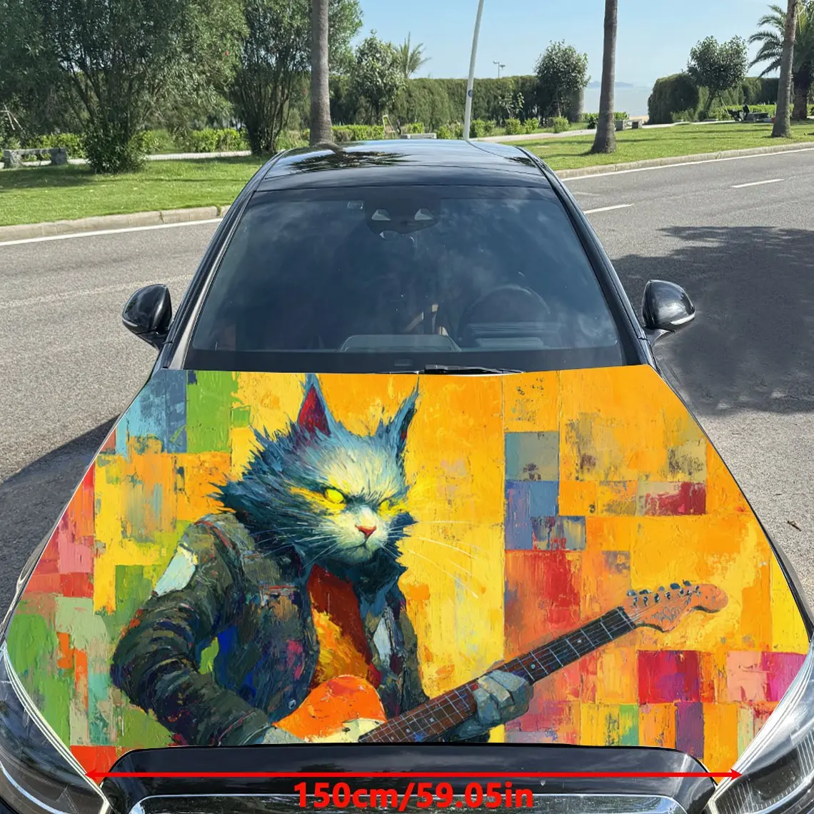 Dynamic Color - Blocked Creature Car Hood Stickers - Self-Adhesive, Waterproof and Durable Vinyl Wrap, Decorate And Protect Your