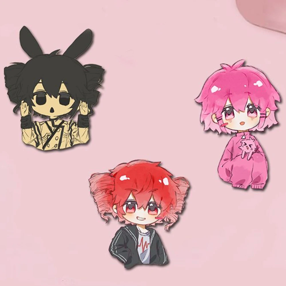 3pcs/set Game Kasane Teto Anime Acrylic Brooches Clothes Collar Badge Button Pin Pencil Case Decor Cosplay props Accesseries