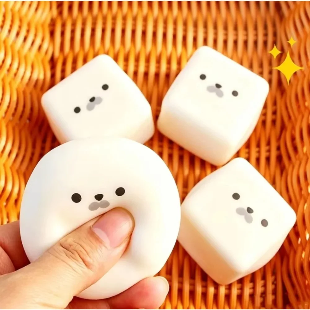Cute Seal Milk Block Squishy Toy Creative Ultra Soft Slow Rising Silky Smooth Stress Relief Hand Fidget Nice Touch Portable Gift